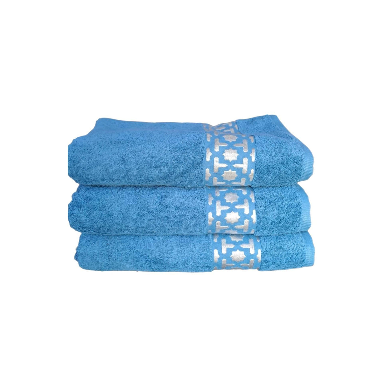 Egyptian Cotton Towels with Silver Arabesque Design | 150x90cm | Luxurious and Soft | Available in White, Grey, Purple, Beige, Blue