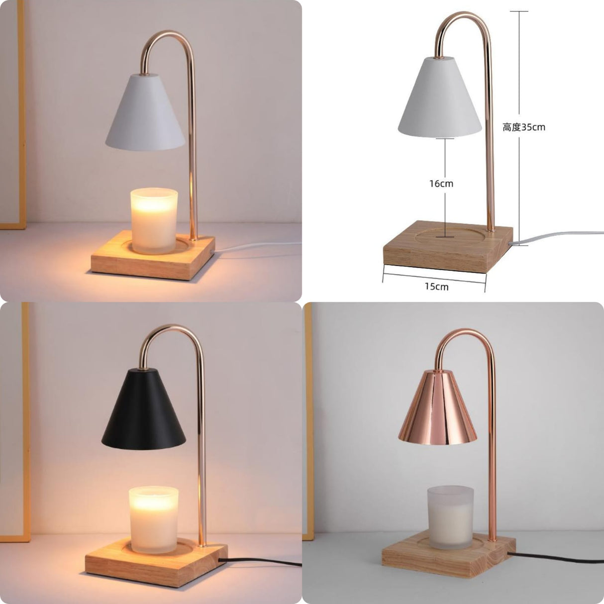 Electric Candle Warmers with Wooden Base Flameless Candle Melting Lamp with 2 Bulbs.