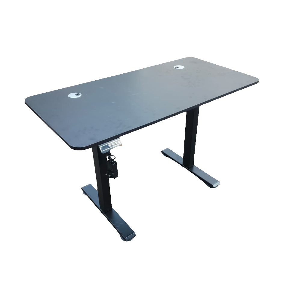 Electric Height Adjustable Desk White and Black Motorized Sit-Stand Workstation with Digital Control Panel