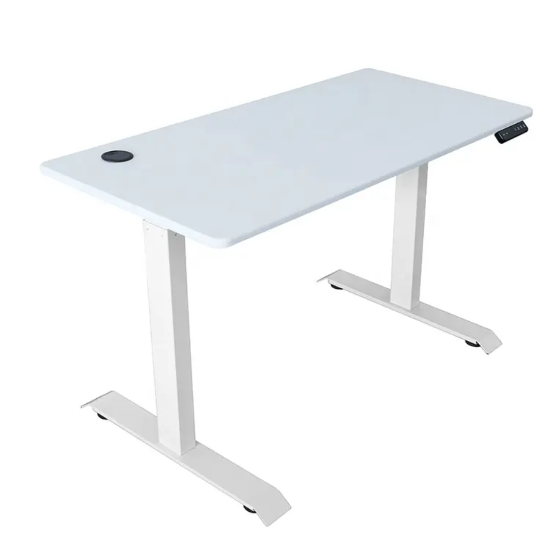 Electric Height Adjustable Desk White Motorized Sit-Stand Workstation with Digital Control Panel