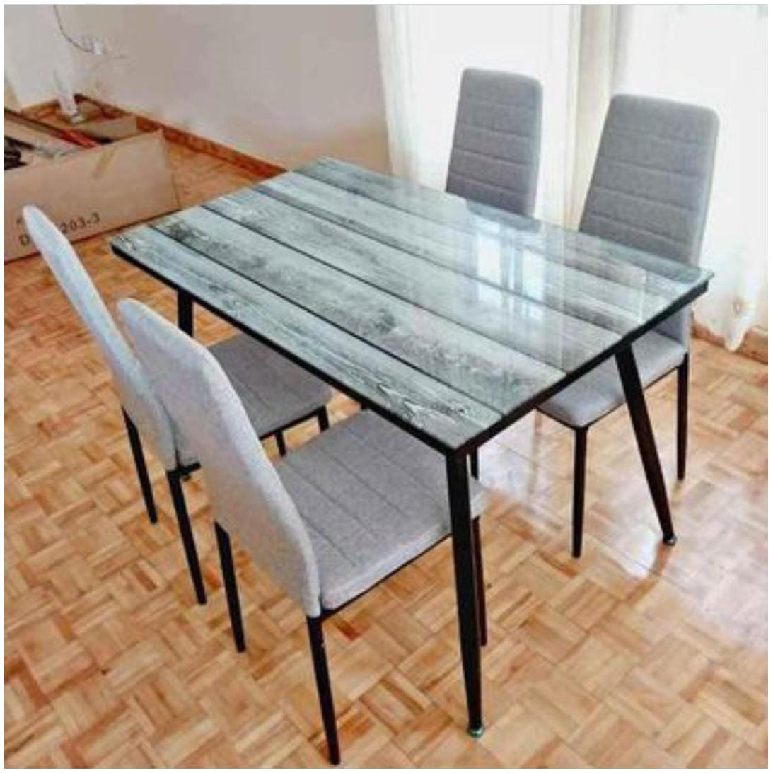 Elegant 4 Seater Glass Top Dining Table.