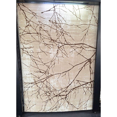 Elegant Nature Inspired Decorative Carpet Rug | Beige with Tree Branch Design | 5x8ft (160×230cm)| Living Room Carpets