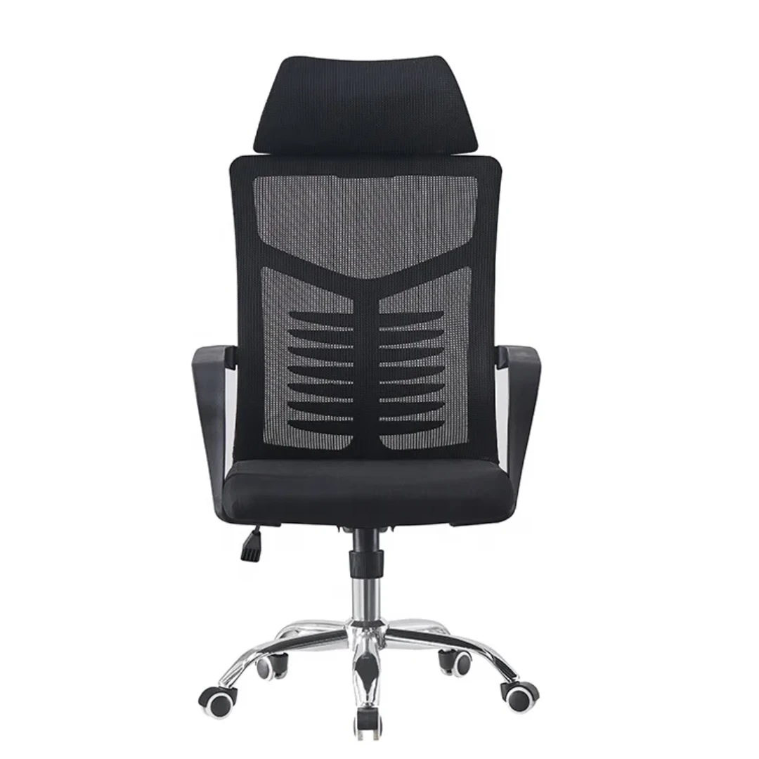 Ergonomic High-Back Mesh Office Chair with Adjustable Headrest and Chrome Base