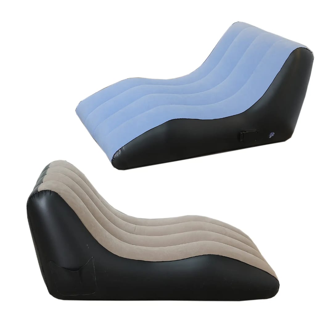 Ergonomic Inflatable Lounge Chair with Soft Flocked Surface and Side Pocket