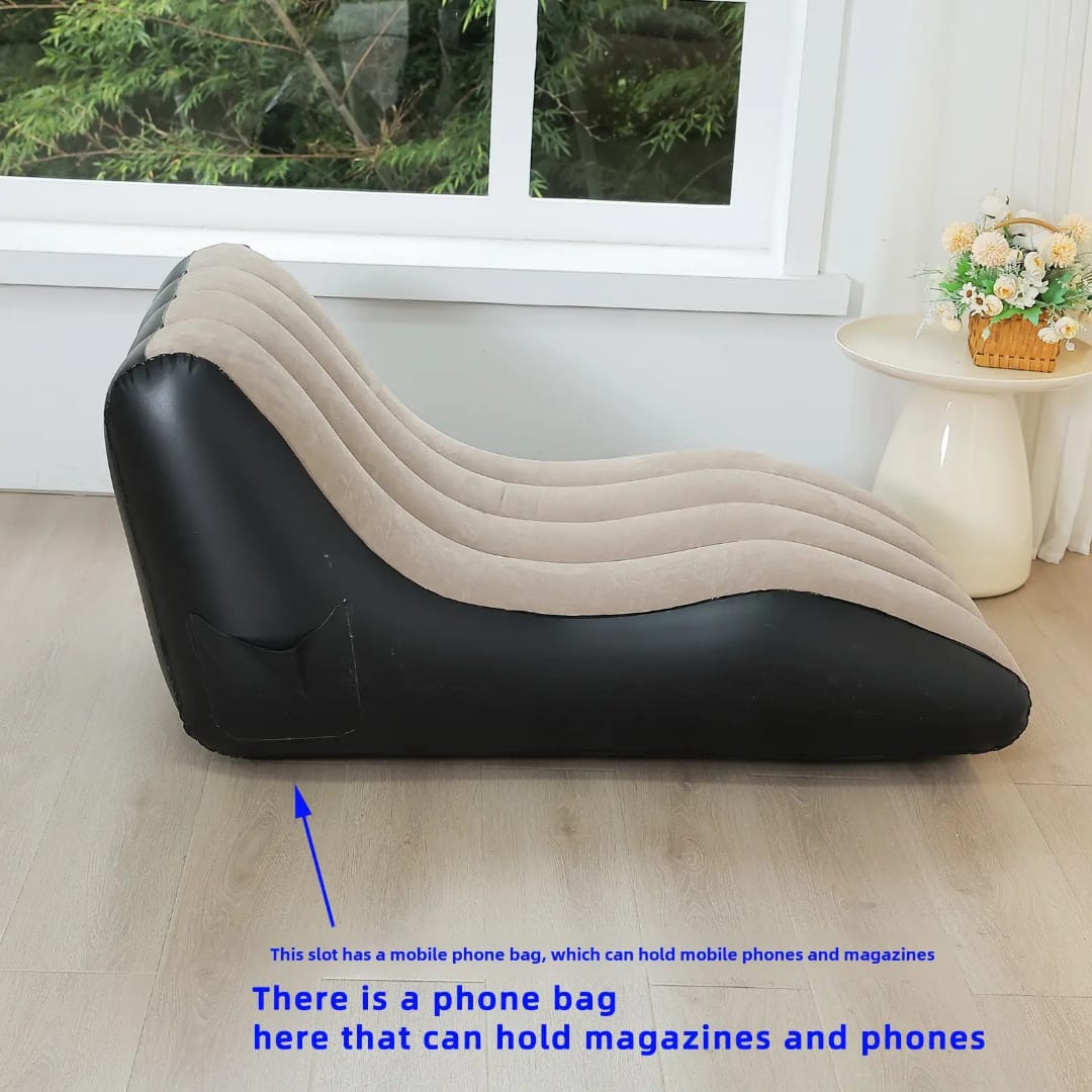 Ergonomic Inflatable Lounge Chair with Soft Flocked Surface and Side Pocket