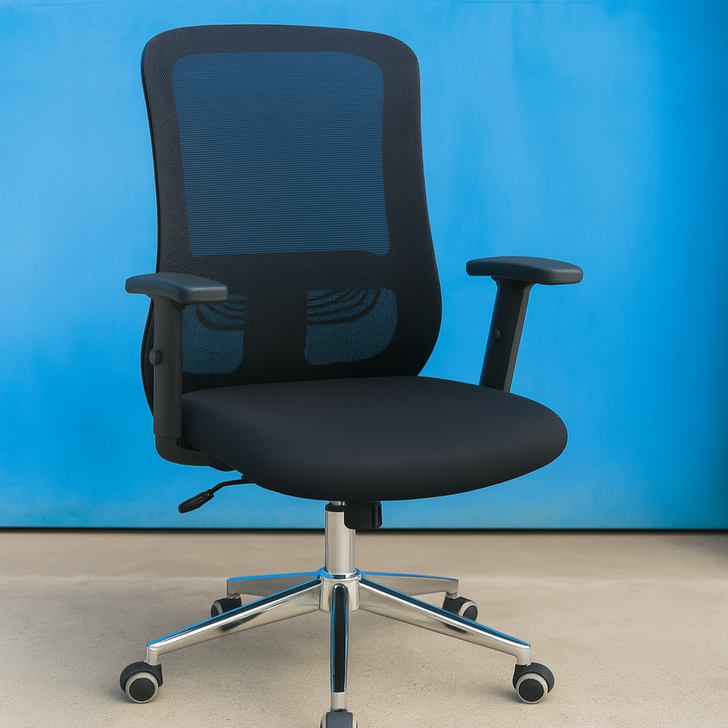 Ergonomic Mesh Office Chair with Adjustable Armrests and Chrome Base
