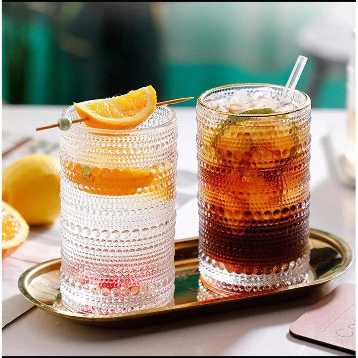 European Style Embossed Drinking Glasses – 6pcs | 400ml Elegant Tumblers for Water, Juice, Cocktails Drinkware Tumblers