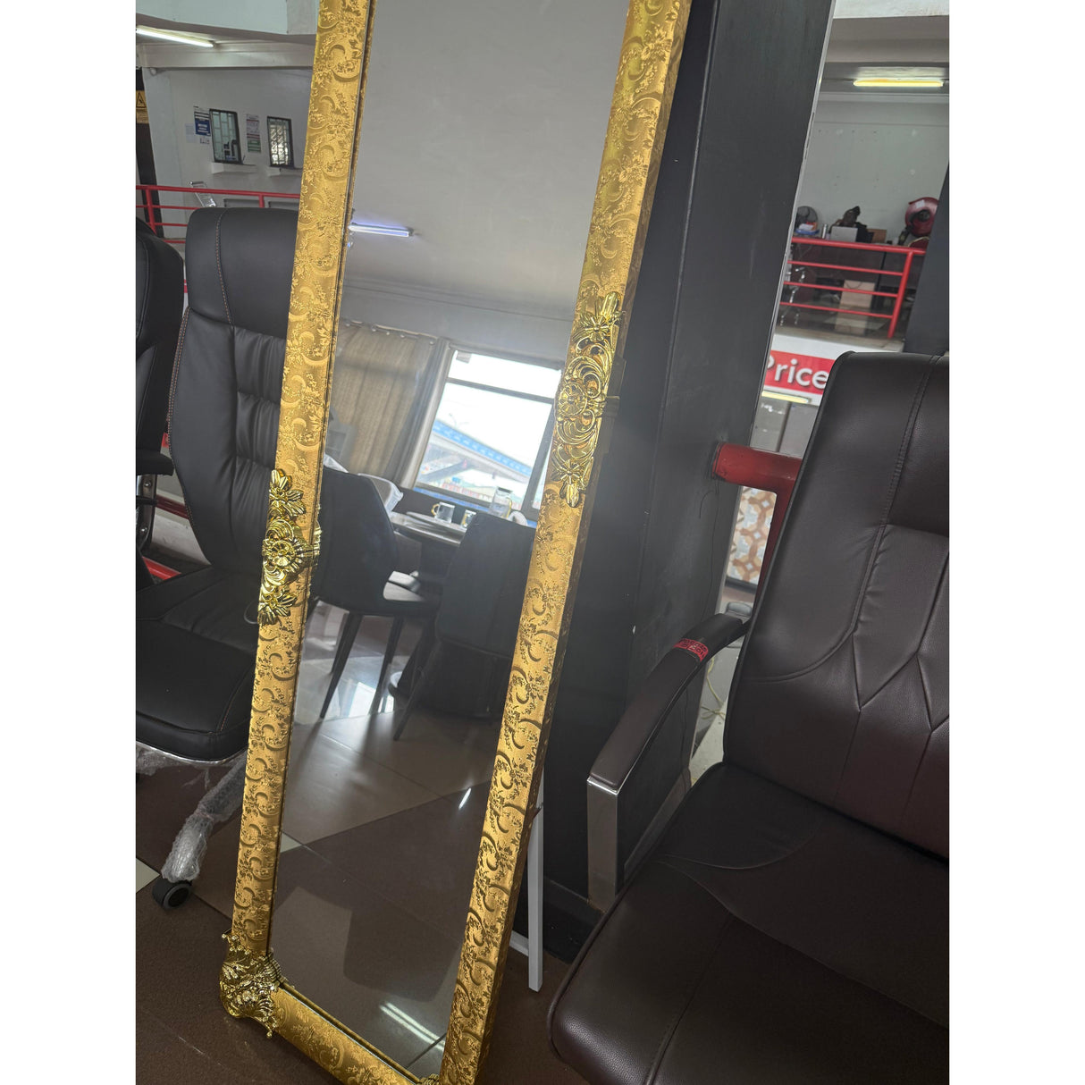 European Style Full-Length Gold Dressing Mirror – Free Standing (170x46cm)
