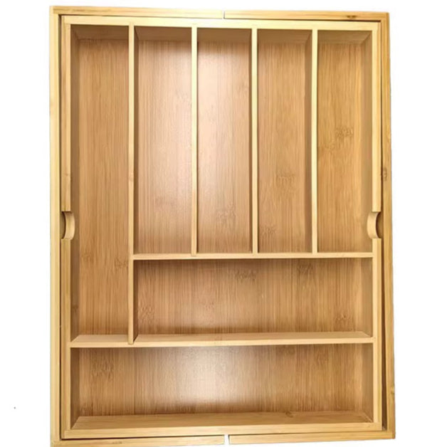 Expandable Bamboo Cutlery Drawer Organizer Multifunctional Wooden Utensil Tray.