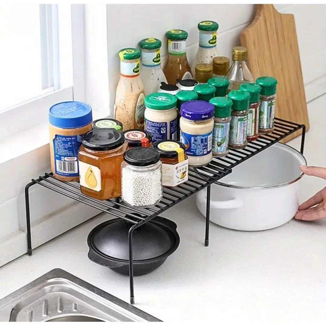 Expandable Carbon Steel Shelf Raiser Multipurpose Organizer Organization Kitchen Organizers