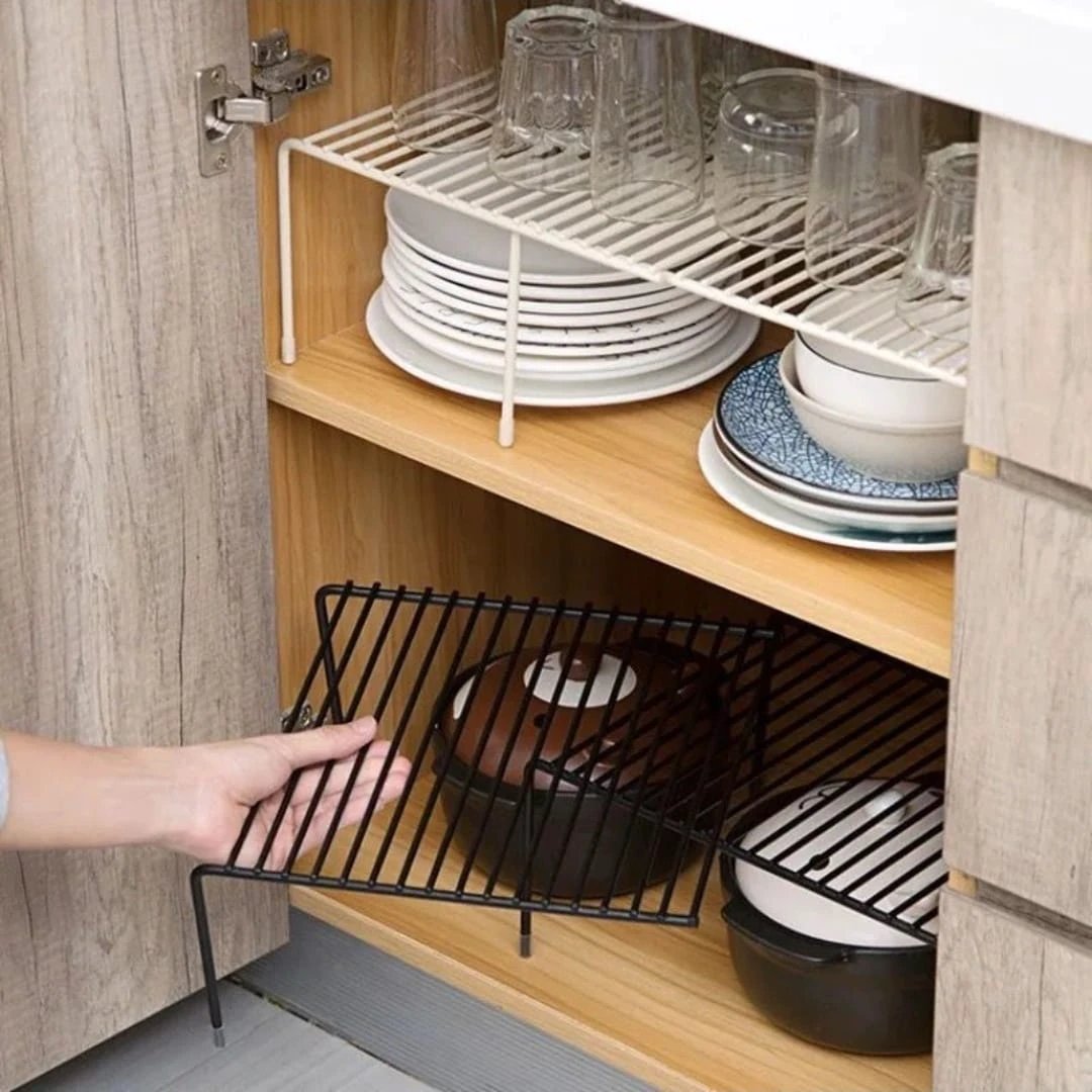 Expandable Carbon Steel Shelf Raiser Multipurpose Organizer Organization Kitchen Organizers