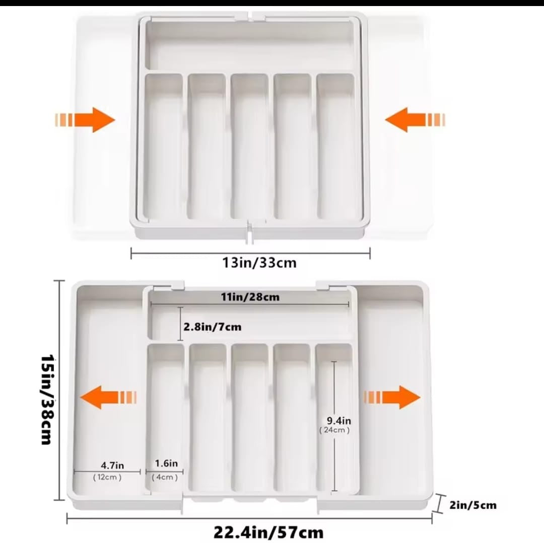 Expandable Cutlery Drawer Organizer – Adjustable Kitchen Tray (BPA-Free Plastic)