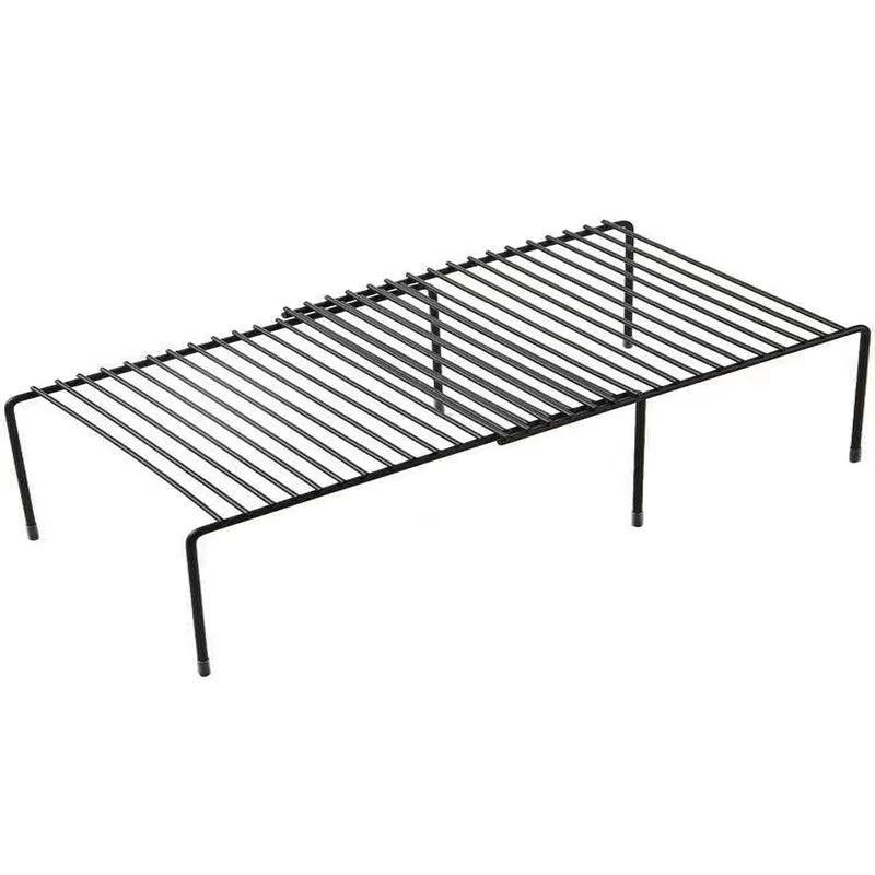 Expandable Metallic Shelf Raiser Retractable Iron Storage Rack (Black/White) Storage and organization Storage Hooks & Racks
