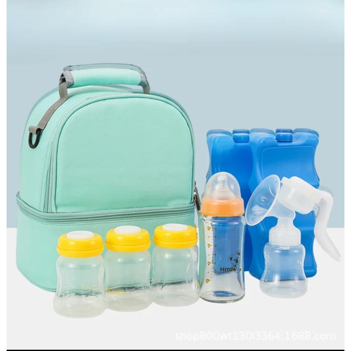 Expressed Milk Storage Pack With Ice Packs & Bottles