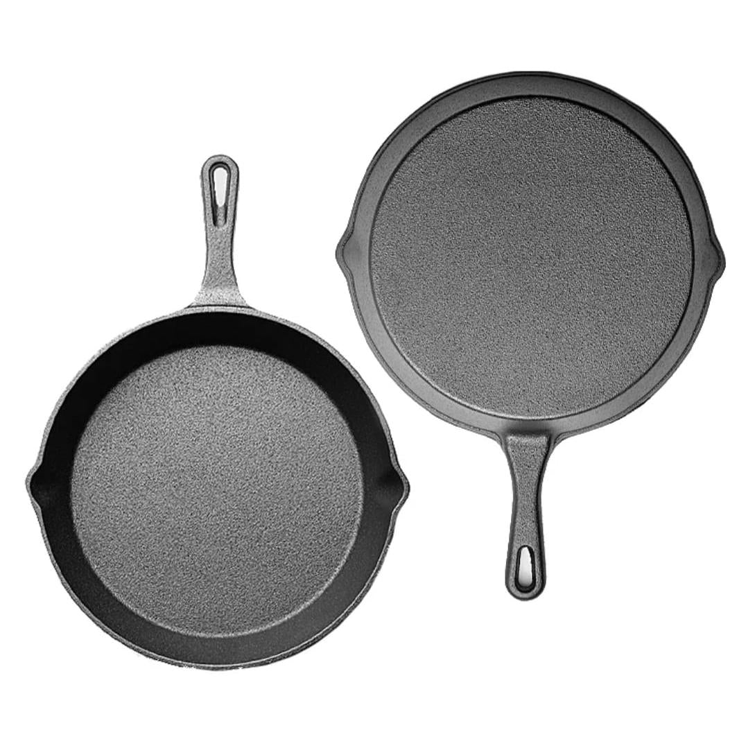 Extra Large 30cm Cast Iron Skillet Fry Pan–Multipurpose Cooking, Baking, and Serving
