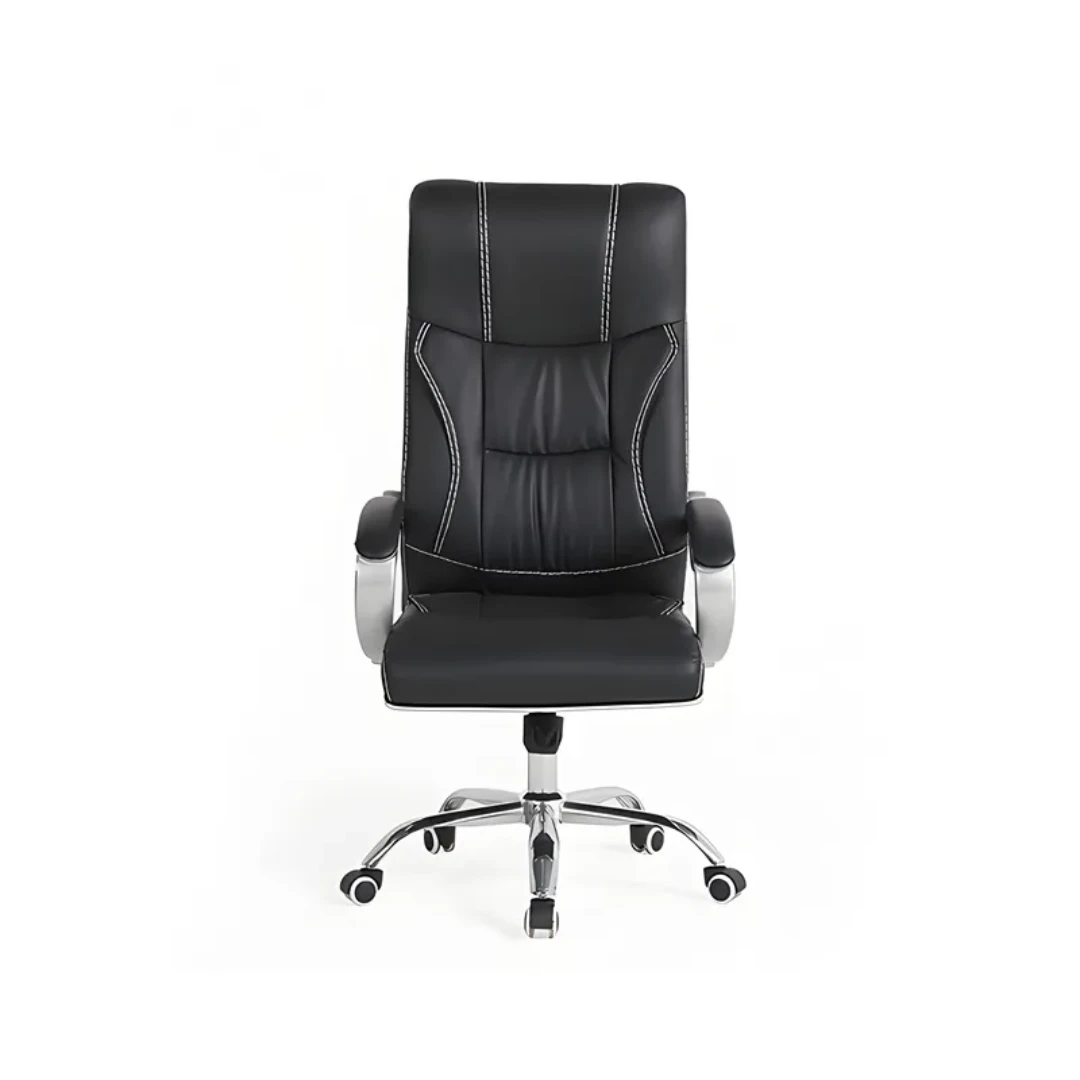 F226-1 Executive Leather Office Chair Ergonomic Design with Padded Armrests & Chrome Base Office Furniture
