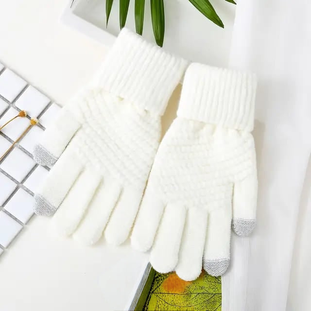 Fashion Touchscreen Woolen Winter Gloves – Unisex Thermal Acrylic Knit