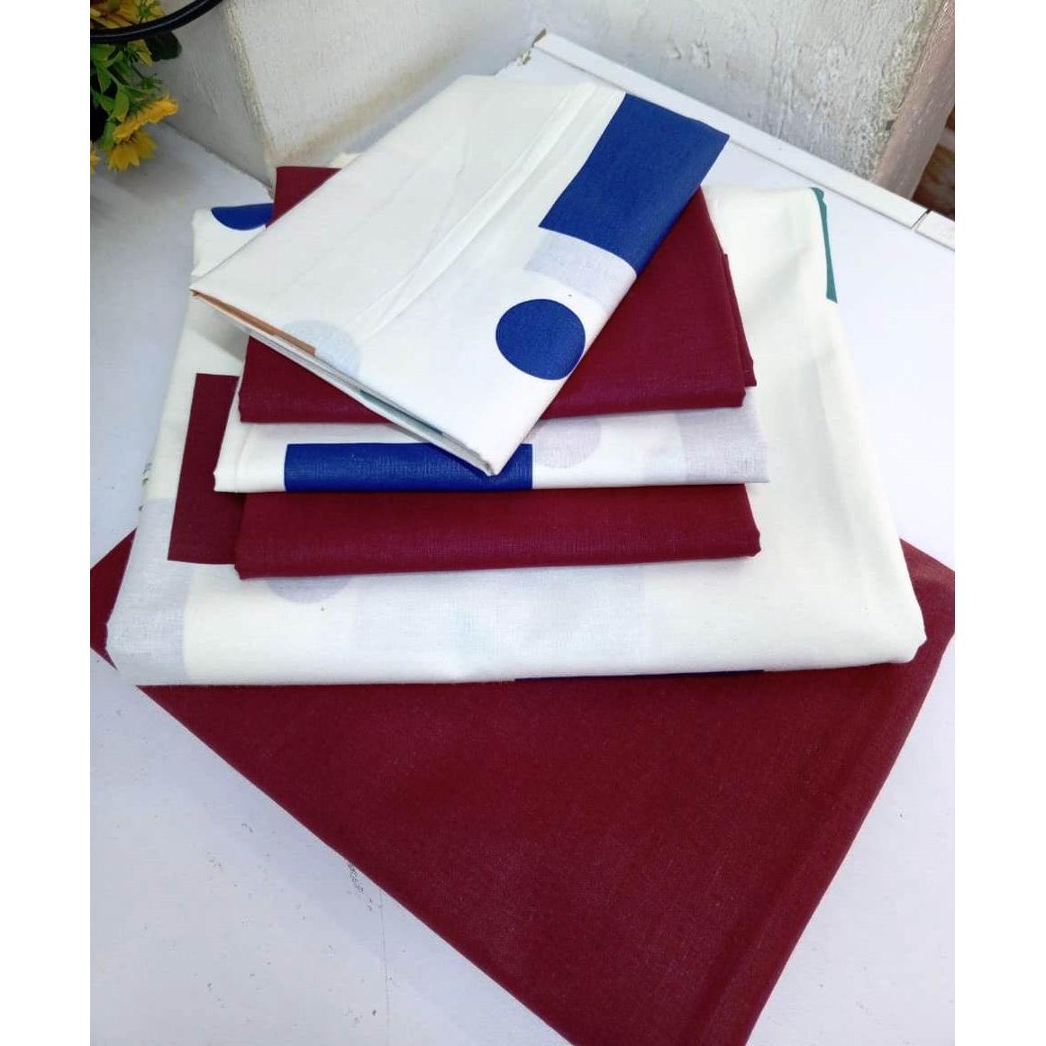 Fitted Cotton Bedsheets Set | 4 Pillowcases, 1 Fitted Sheet, 1 Flat Sheet | 100% Cotton For Softness, Comfort, and Breathability