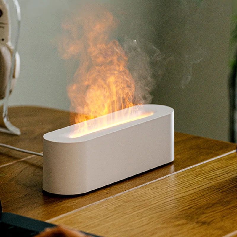 Flame Aromatherapy Diffuser Quiet USB air humidifier with realistic flame effect & essential oil compatibility