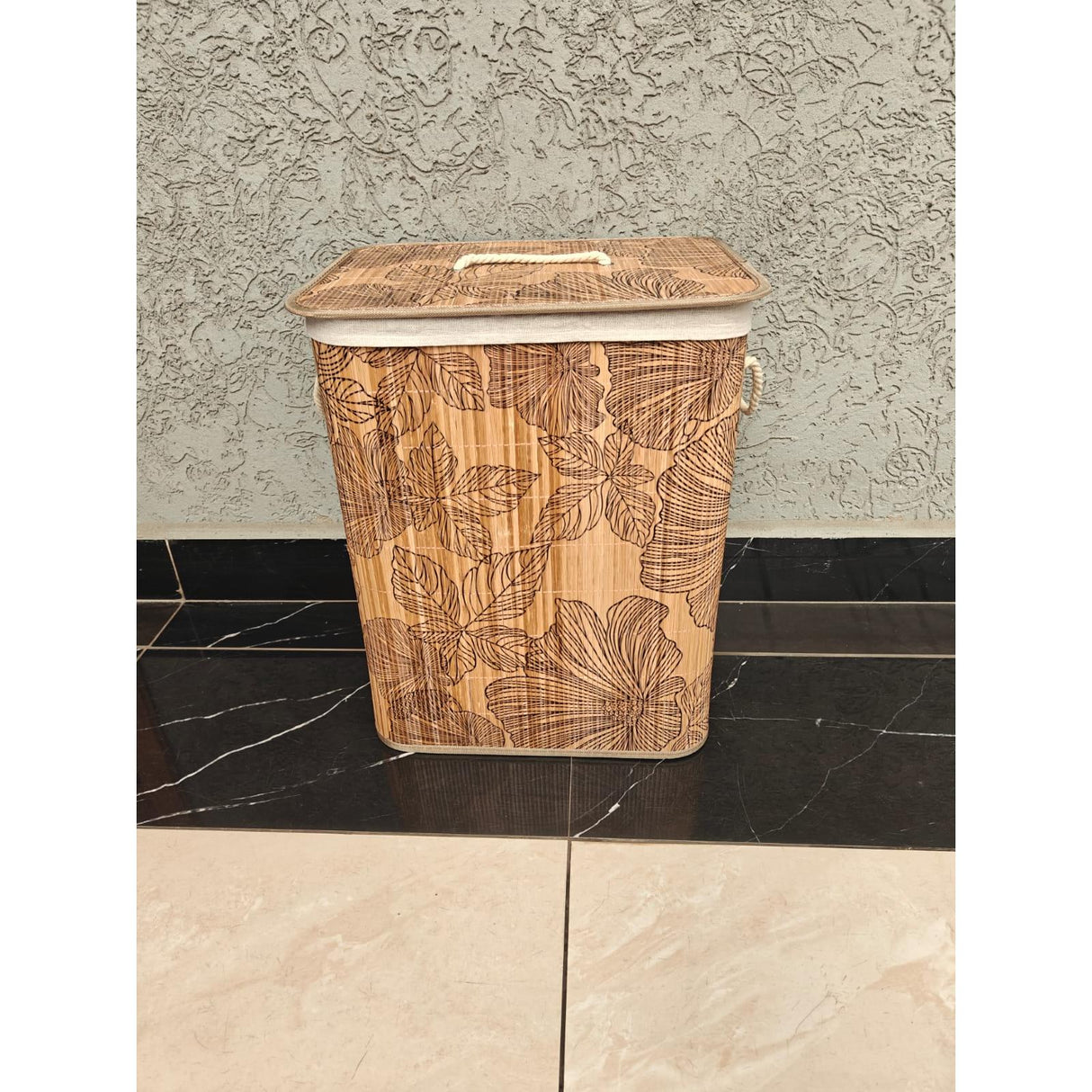 Foldable Bamboo Laundry Basket 50×30×40cm