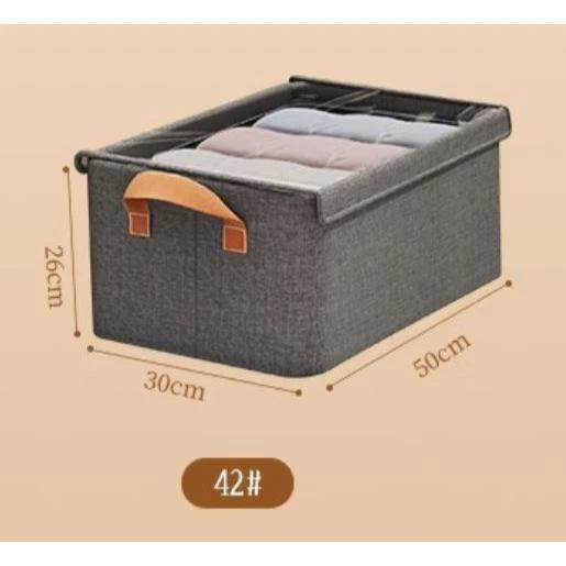 Foldable Closet Organizer Boxes with Cover – Grey | Small & Large Sizes Closet Organizers