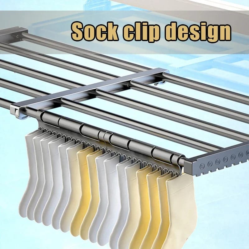 Foldable Clothes Multipurpose Drying Rack Stainless Steel for Balcony Bedroom Drying Shoes Clothes Towel Organizer Window Shoe Storage Shelf | Stretchable Size: 50cm-80cm