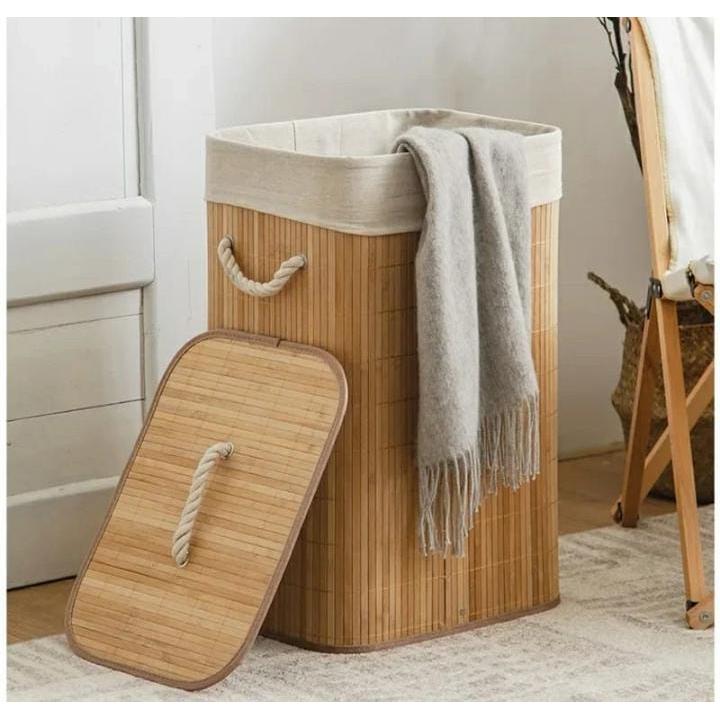 Foldable Large Capacity Wooden Laundry Basket – Original Bamboo