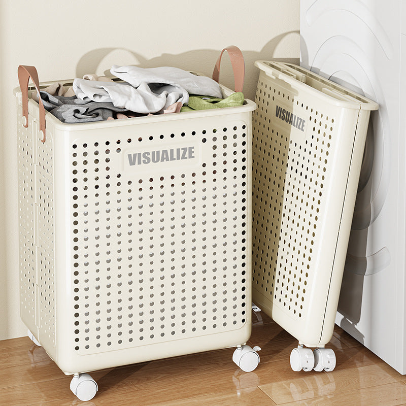 Foldable Multipurpose Hamper Basket with Wheels Large Flexible Plastic Laundry Basket