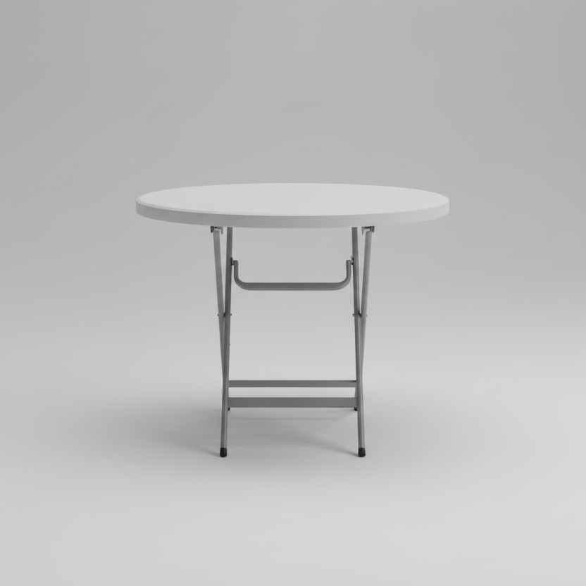 Foldable Round Multipurpose Plastic Table with Steel Frame