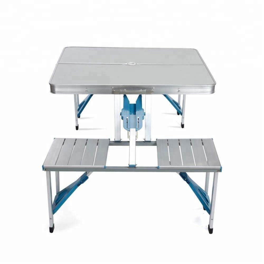 Folding Adjustable Aluminum Alloy Lightweight Outdoor Portable Picnic Camping Chair and Table Set with 4 Seats