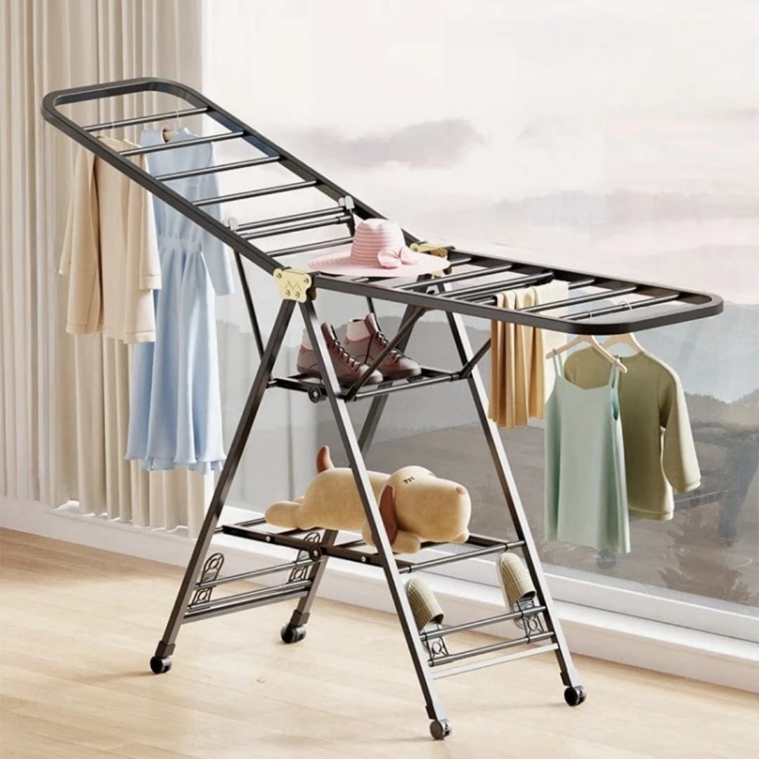 Folding Clothes Drying Rack – Floor Standing Indoor and Outdoor Organizer