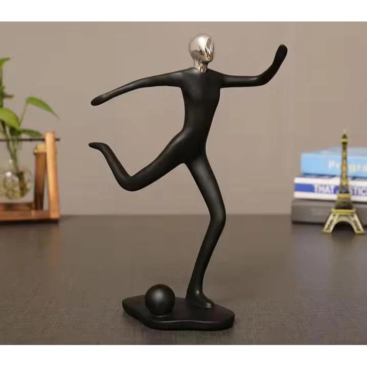 Football Sculpture Ceramic Decor Piece Sporty Home Accent for Living Room or Office Decor