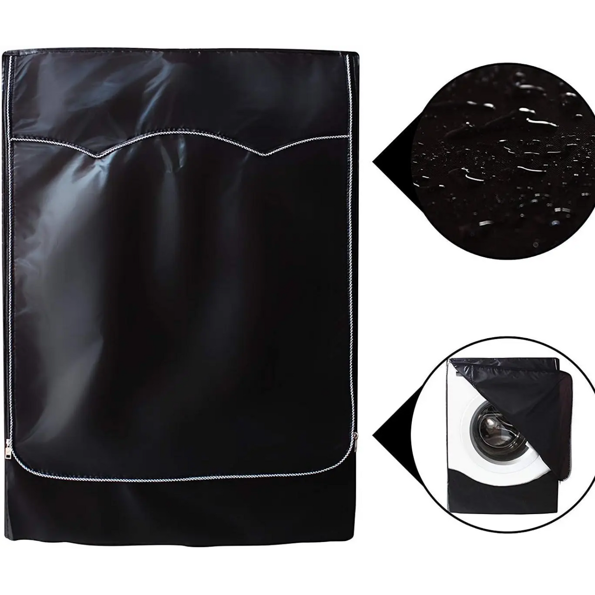 Front Load Washing Machine Cover with Zipper – Black