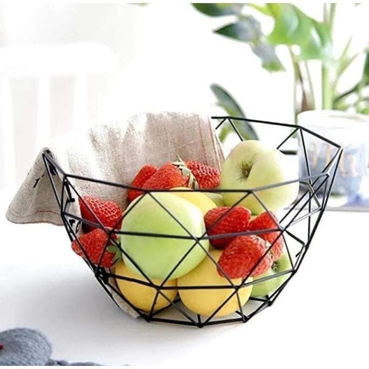 Geometric metallic Fruit storage basket,Fruit Bowl, Vegetable Holder, Countertop Fruit Basket,Snack Holder,Home Decor,Durable,Black Kitchen Storage Kitchen Tools & Utensils