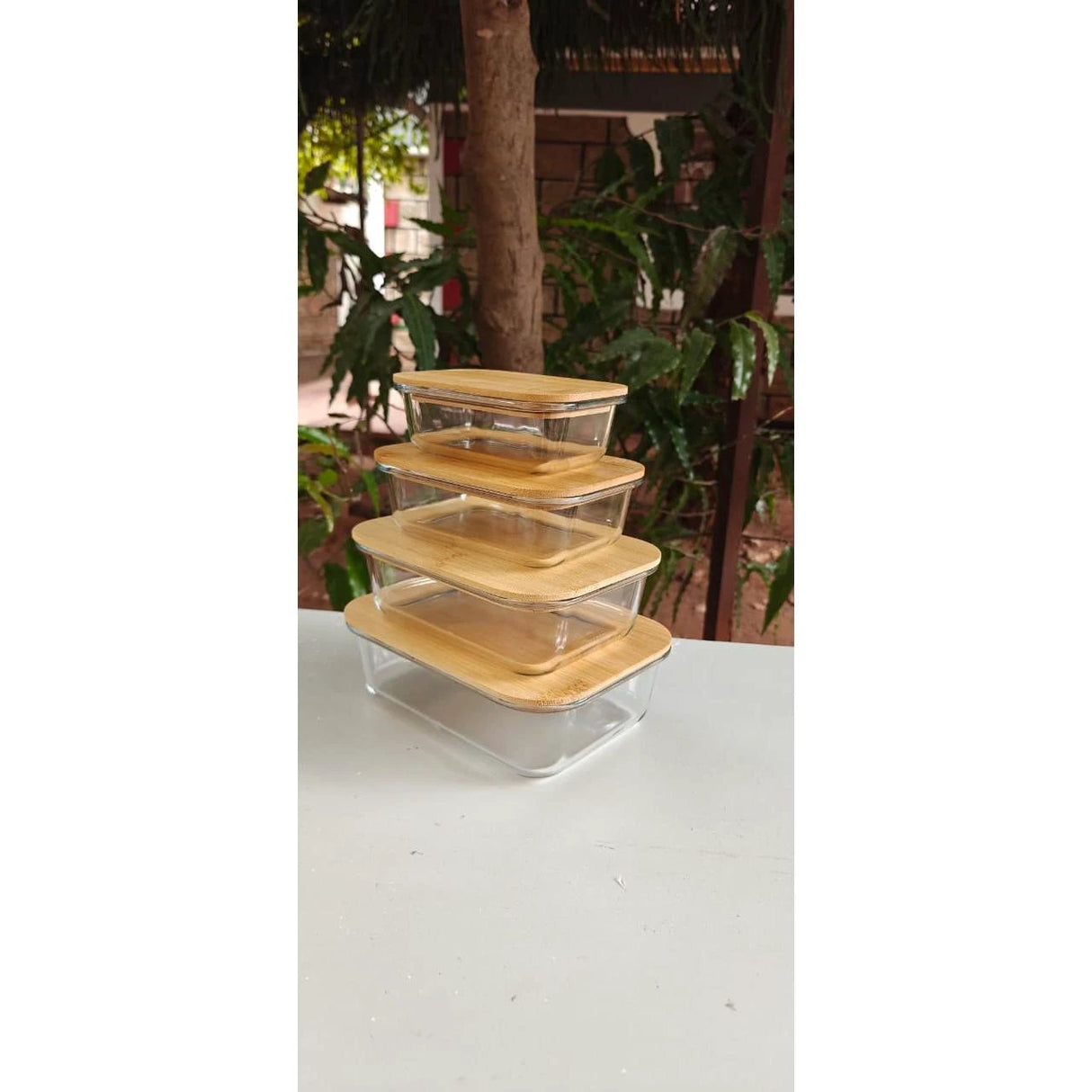 Glass Containers with Bamboo Lids Food containers Food Storage Containers
