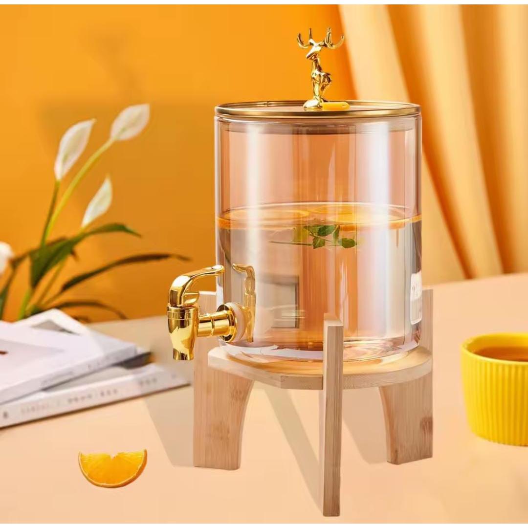Glass Juice and Beverage Dispenser with Bamboo Stand 5.5 Litres