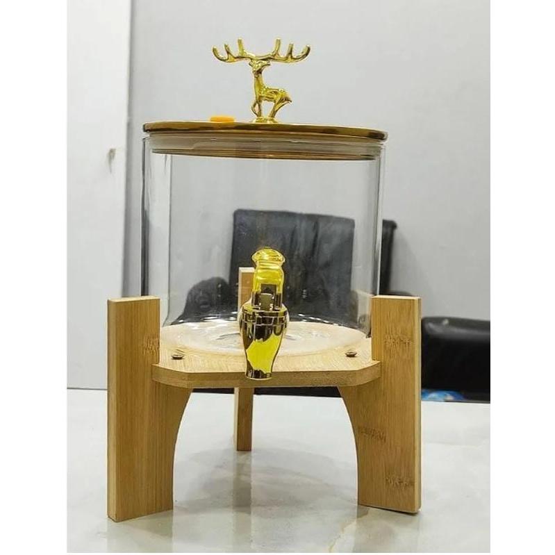 Glass Juice and Beverage Dispenser with Bamboo Stand 5.5 Litres