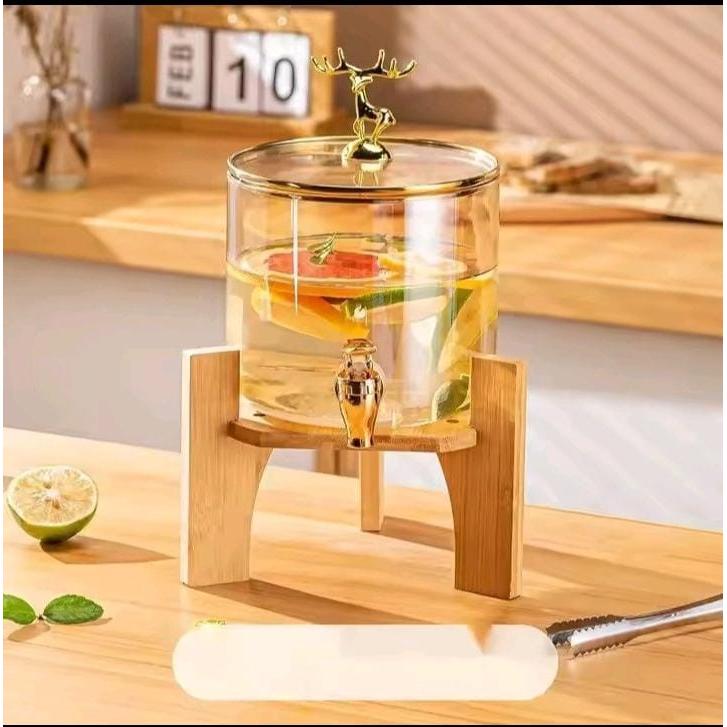 Glass Juice and Beverage Dispenser with Bamboo Stand 5.5 Litres