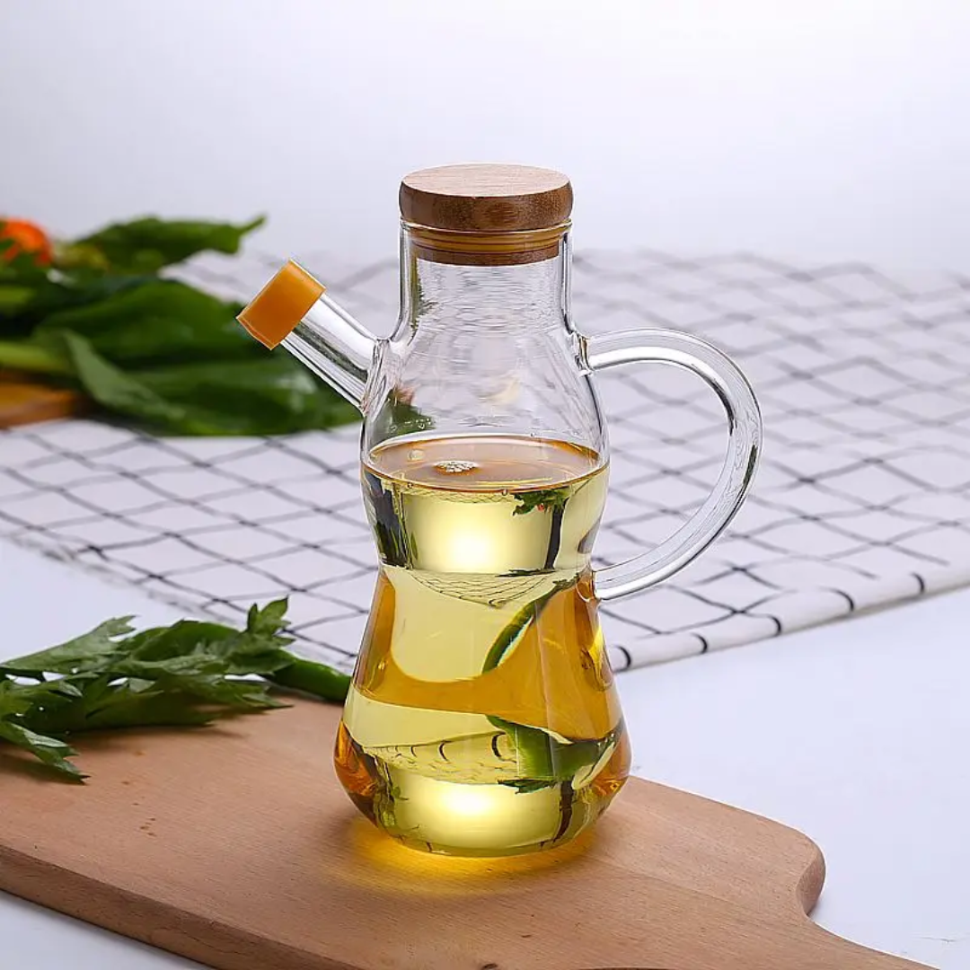 Glass Oil Jar with Bamboo Lid 650ml