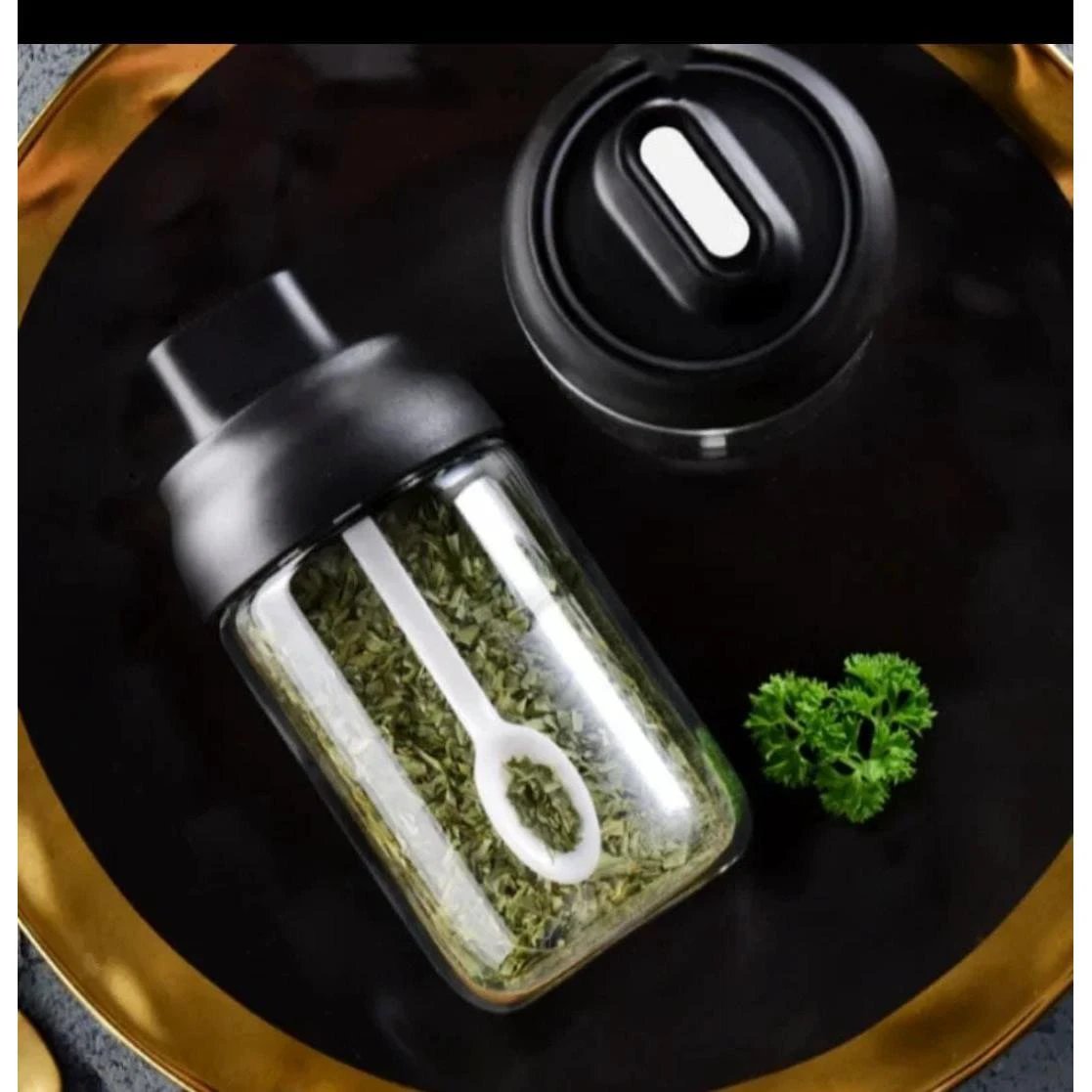 Glass Seasoning Spice Jars with Spoon | 250ml - 7x14cm Kitchen Storage Spice Organizers