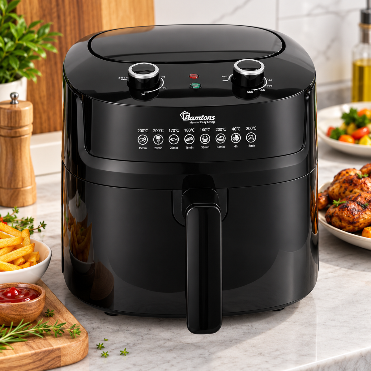 Ramtons 6L Manual Air Fryer 1800W – Black