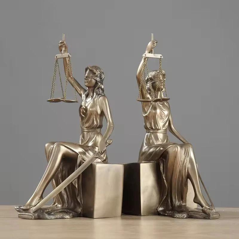 Goddess of Justice Bookends Statues Greek Lady of Justice Bookends Decor Artwork