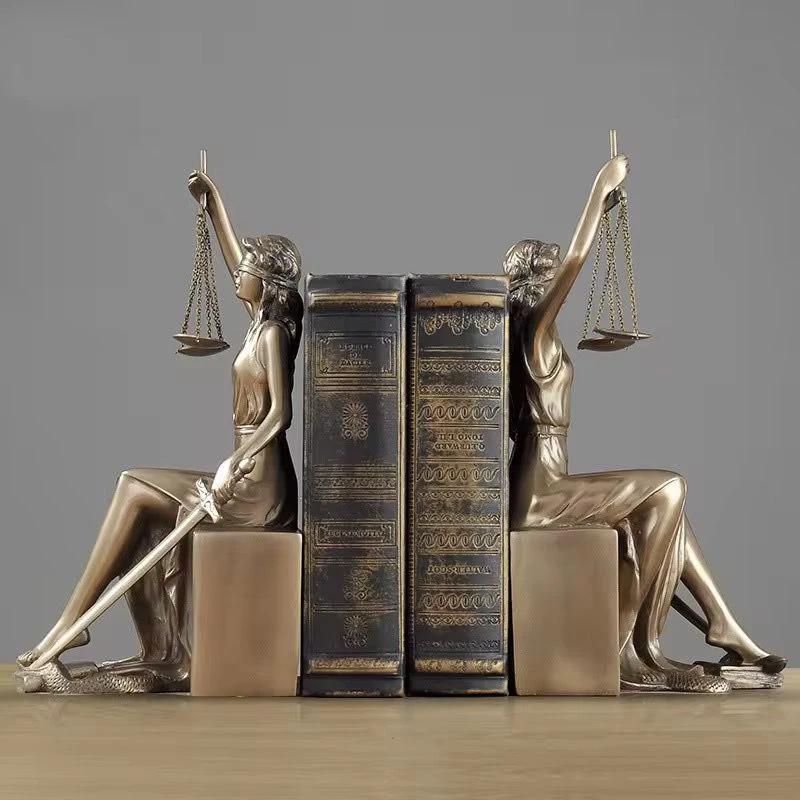 Goddess of Justice Bookends Statues Greek Lady of Justice Bookends Decor Artwork