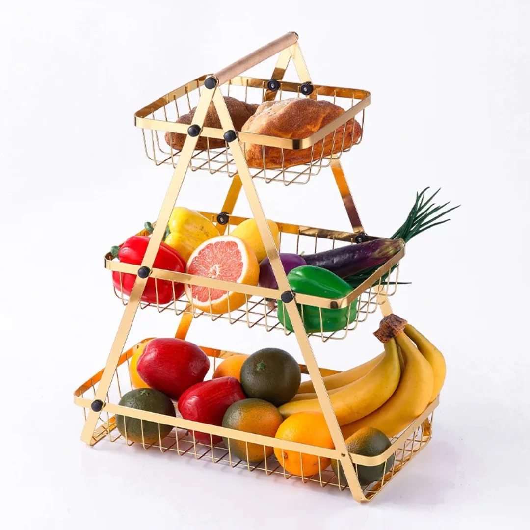 Gold 3 Tier Storage/Fruit Organizer Rack Kitchen Accessories Kitchen Appliance Accessories