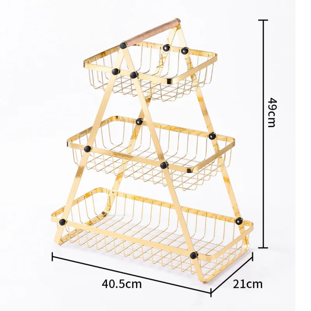 Gold 3 Tier Storage/Fruit Organizer Rack Kitchen Accessories Kitchen Appliance Accessories