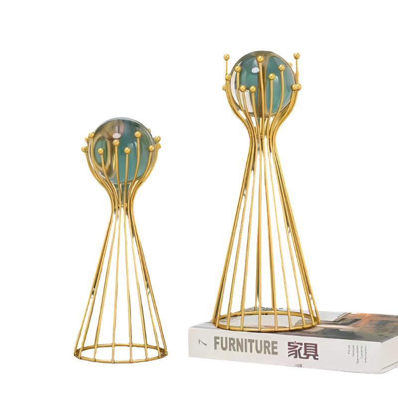 Gold Metal Wire Design with Ball, Elegant Finish, Versatile for Home Decor