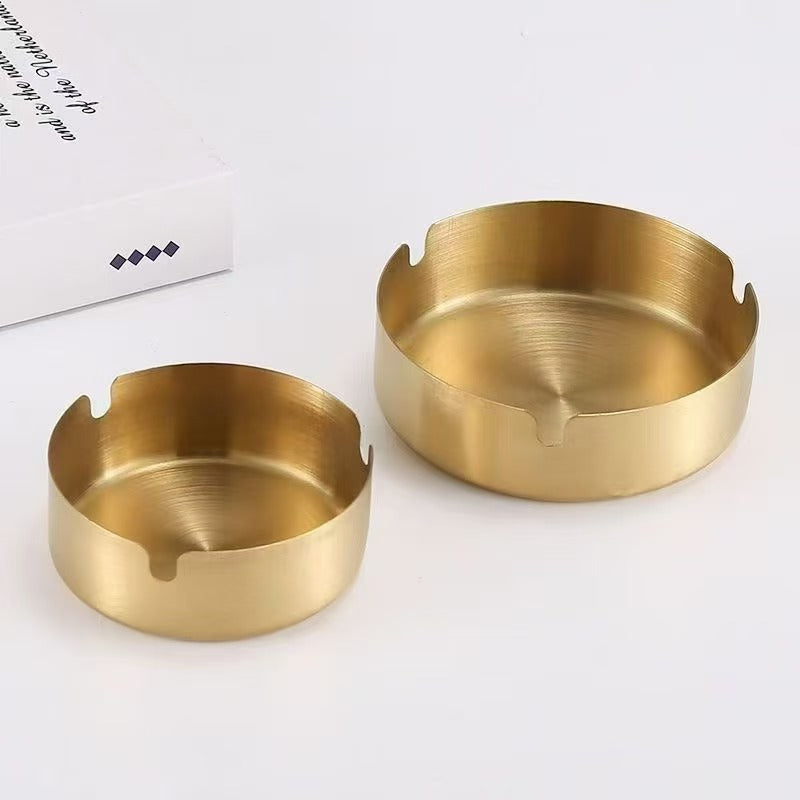 Gold Steel Ashtray 11×11×5.5cm Durable and Stylish