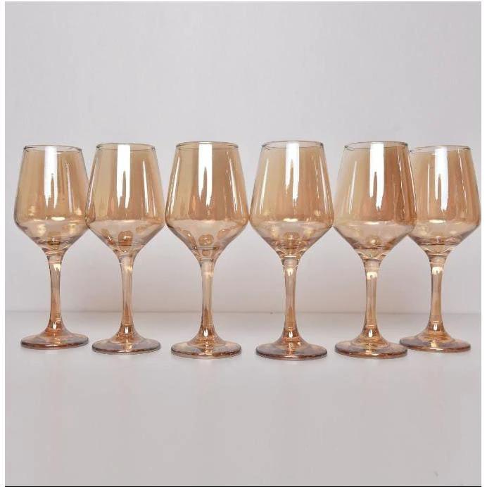 Gold Wine Glass Set of 6pcs 35cl for Elegant Dining and Entertaining Drinkware