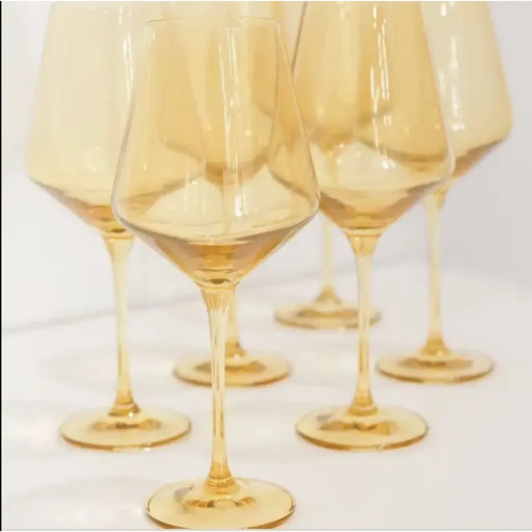 Gold Wine Glass Set of 6pcs 35cl for Elegant Dining and Entertaining Drinkware