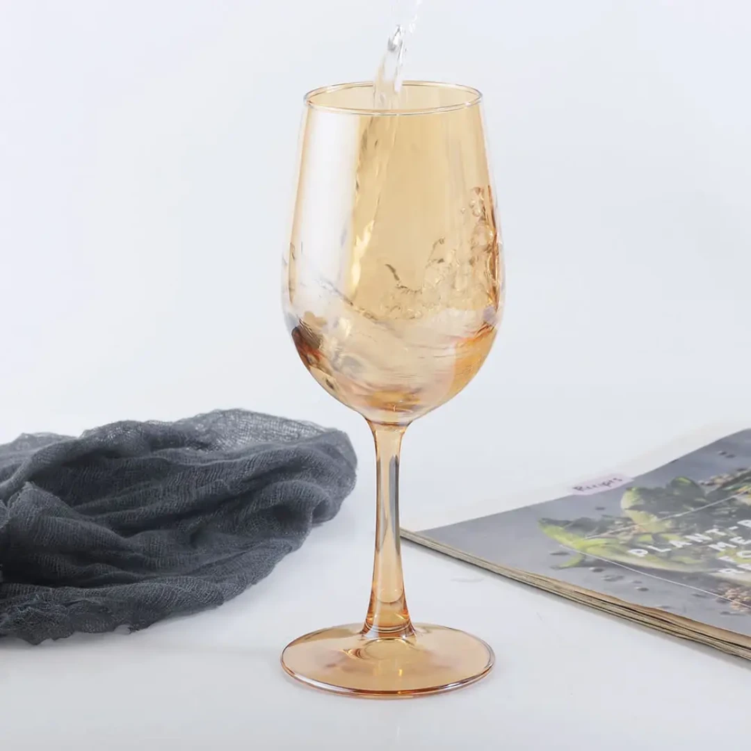 Gold Wine Glass Set of 6pcs 35cl for Elegant Dining and Entertaining Drinkware